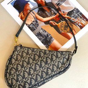 Vintage Dior Saddle Navy Oblique Handbag